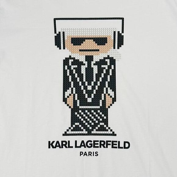 Karl Lagerfeld Paris Men’s Medium White Logo T-Shirt Cool Tuxedo Man - Picture 3 of 13